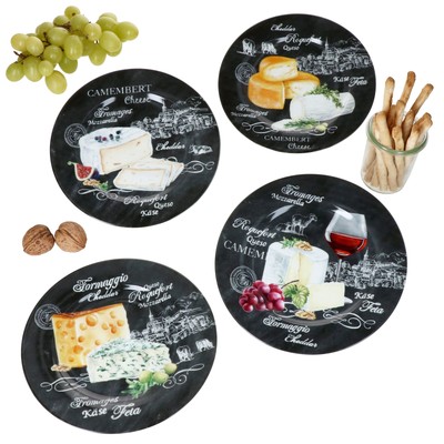 4x World of Cheese Käseteller Porzellan 4 Personen Fingerfood Frühstück Brunch