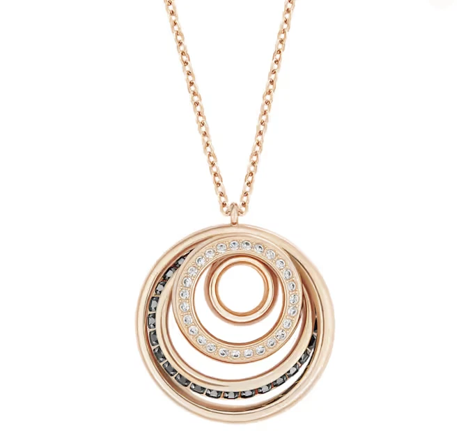 JUEGO SWAROWSKI Dinámico Forma Redonda Cristal, Tono Oro Rosa Colgante y Anillo Talla 7 Foto 2 de 4