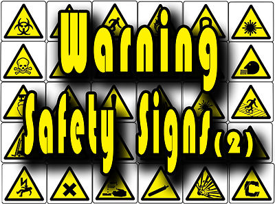 Yellow Warning safety signs, caution, slip, trip etc Vinyl wall stickers signs 
