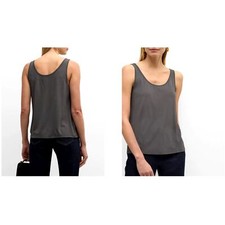 Eileen Fisher 100 Silk Charcoal Tank Size Large NWOT
