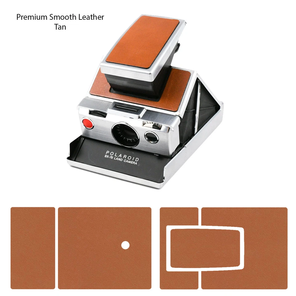 Premium hellbraune Lederhülle für -- Polaroid SX-70 680/690SLR mit Stativ -