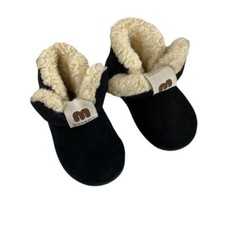 KEESKY Faux Fur Flexible Sole Bootie 140MM Toddler Black Plush Winter Slippers