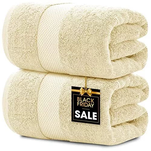 White Classic Luxury Bath Sheet Towels Extra Large | 35x70 inch | 2 Pack, Beige, Size: 35 x 70