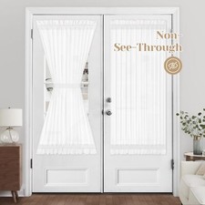 Non-See-Through French Door Curtains for Front Door Privacy Semi Sheer Door W...
