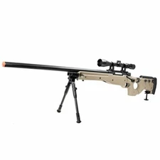 Heavy Well MB08D Airsoft Gun Metal Sniper fps-450 W/ 3-9x40W/ Scope +Bi-pod Tan
