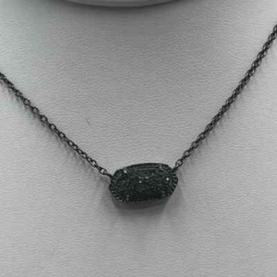 Kendra Scott Elisa Gunmetal Platinum Black Drusy Pendant Necklace