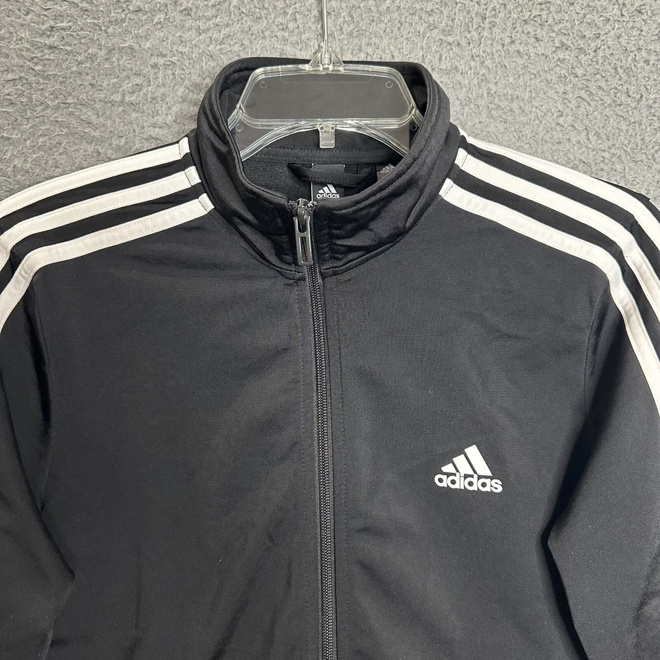 Adidas Womens Full Zip Jacket Womens M 12-14 Black White Regular Fit Polyester - Image 3 of 4