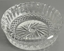 Vintage Cigar Ashtray MCM Clear Glass Round 4 Slot Heavy Deep Large 5.5"