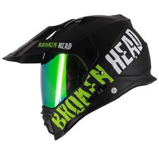 Broken Head Endurohelm Made2Rebel Grün + Grün Verspiegeltes Visier
