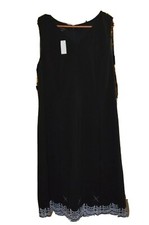 TALBOTS Women's Black White Lace-Trim Sleeveless Dress SZ 12 NWT $149