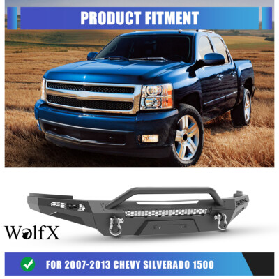 For 2007-2013 Chevy Silverado 1500 DIY Front Bumper w/D-Ring Shackles+LED Lights