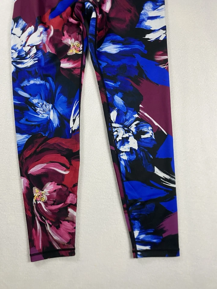 Leggings Yelete para mujer tiro alto longitud completa trazos florales multicolor grandes Foto 2 de 4