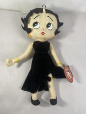 2009 BETTY BOOP KELLYTOY 16  PLUSH NEW WITH TAGS Black DRESS  HART GARTER