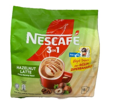 NESCAFE 3 in 1 Instant Coffee Hazelnut Latte 23g x 15's - 2 Packs