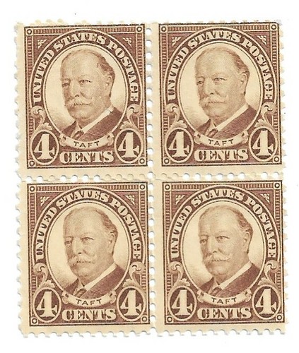1925 4 cent William Taft Block of 4 Stamps MNH Scott #685