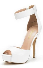 DREAM PAIRS Women's Swan High Heel Plaform Dress Pump White Size 6