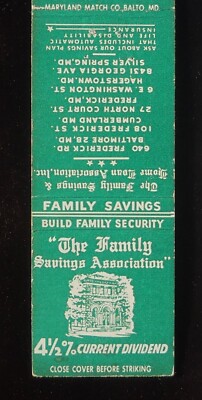 1950s The Family Savings Assoc Cumberland Hagerstown Silver Spring Frederick MD