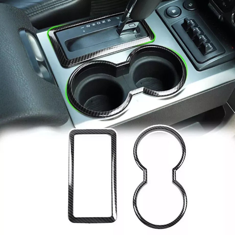 Gear Shift Panel Trim & Cup Holder Bezel for Ford F150 2009-2014 Carbon Fiber - Image 3 of 4