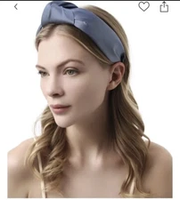 INC International Concepts Blue Satin Knotted Headband Wide Padded Twist Top