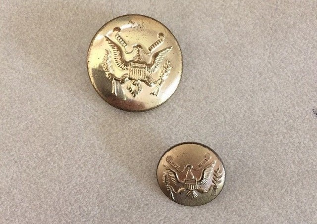Mixed Lot 2 Vtg US Army Military Eagle Brass Metal Shank Buttons 1 5 2 