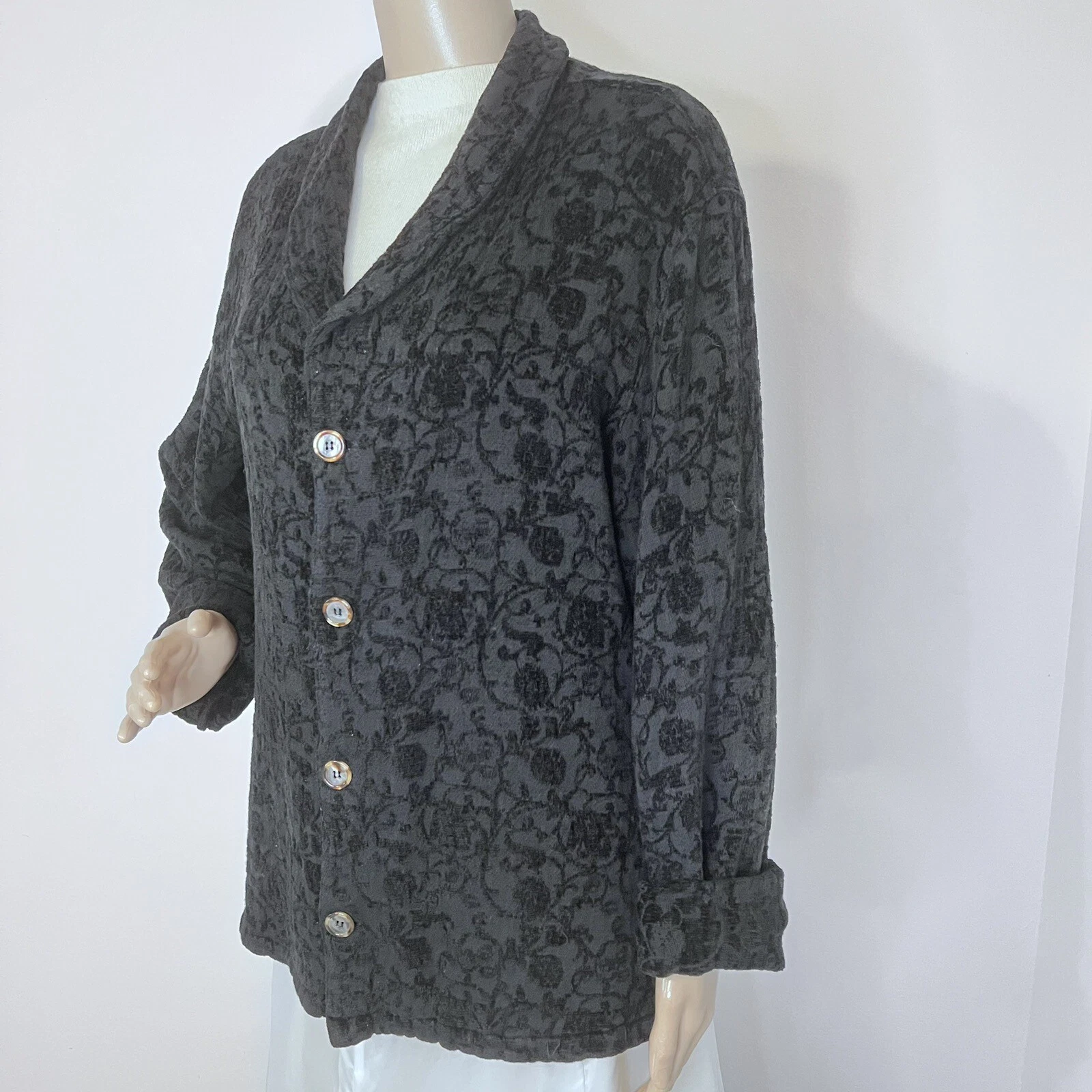 VETEMENTS CP Shades L Large Nero Tessuto Camicia Giacca Shacket Tunica Cappotto Lagenlook