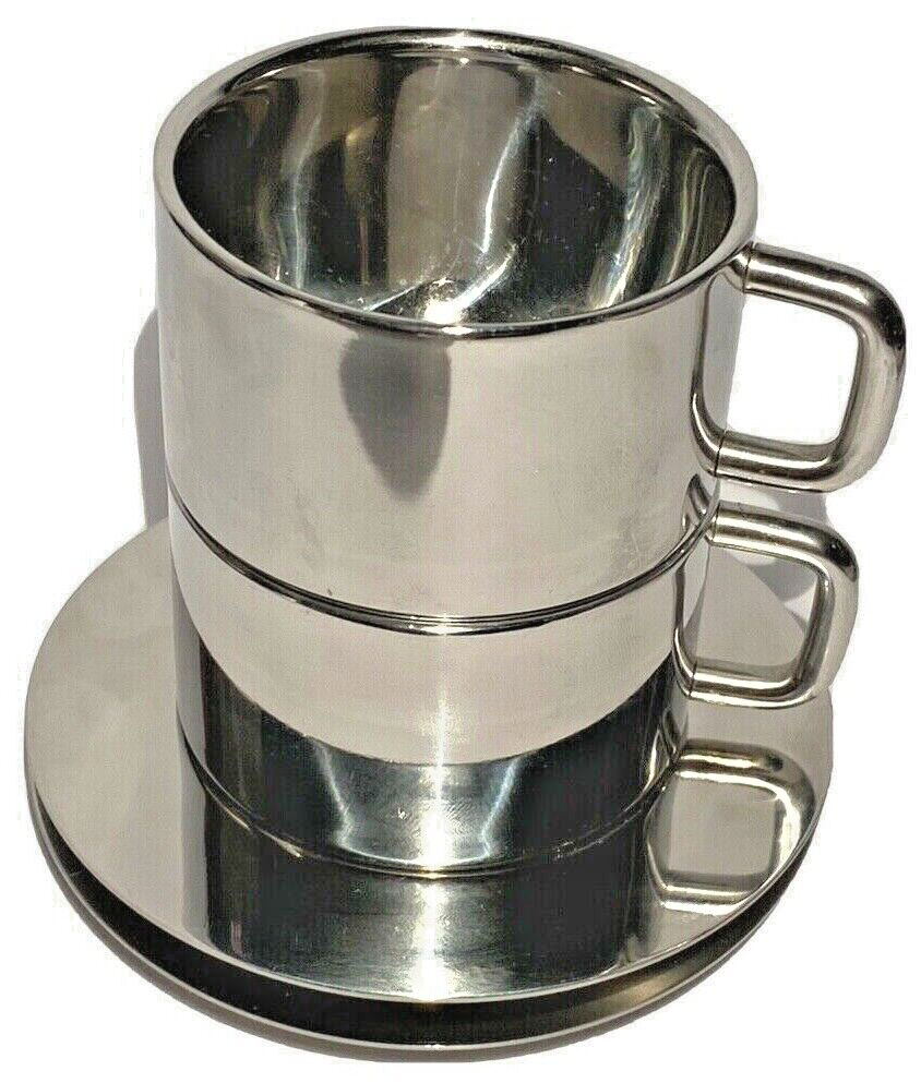 SERGIO ASTI FOR ICM ITALY POST MODERN STAINLESS STEEL ESPRESSO CUP