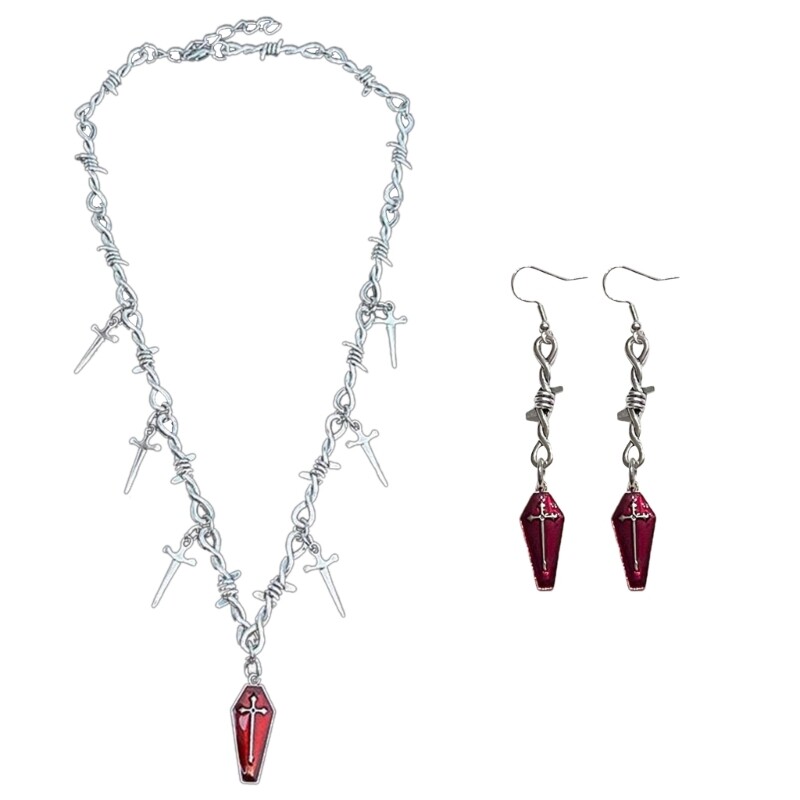 Decorative Jewelry Accessories Lightweight Coffin Cross Pendant Necklace/Earring