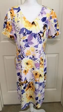 NWT Preston & York size 10 purple yellow v-neck short sleeve sheath dress $99