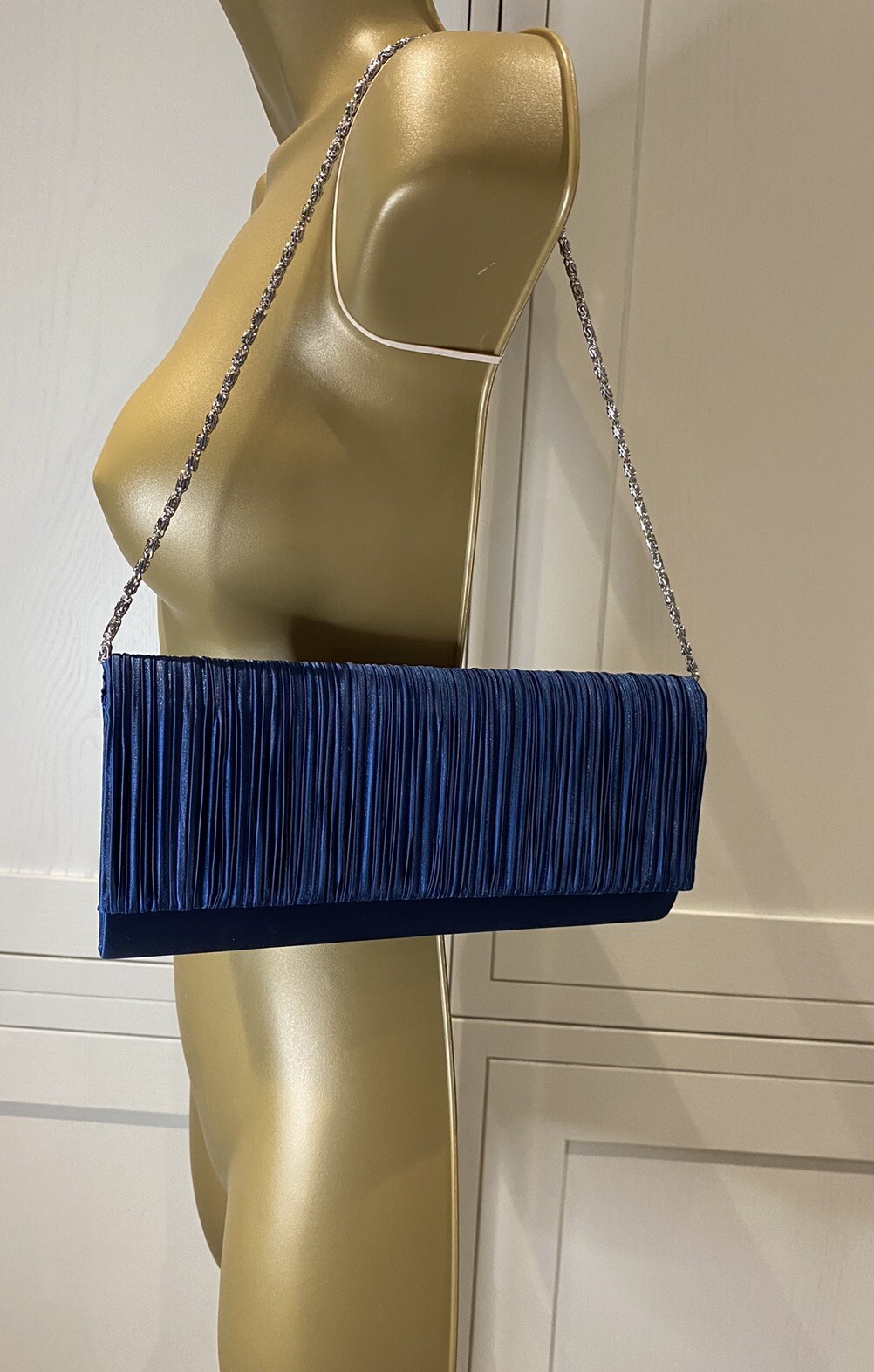 John Lewis Petrol Blue Medium Rectangular Satin F… - image 1