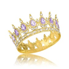 Onedor Gold Crown for Women Crystal Rhinestone Standard, Purple