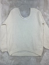 Aritzia Wilfred Gray Waffle Knit Sweater Size M Cream