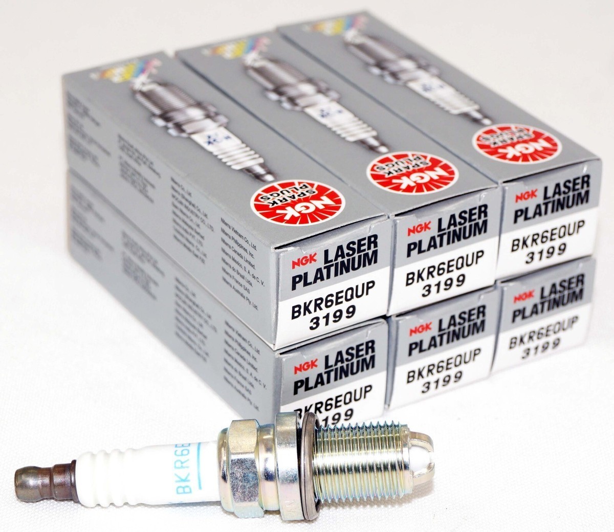 Set of 6 NGK 3199 Laser Platinum Spark Plugs BKR6EQUP