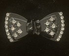 Rhinestone Brooch Pin Black Bow Enamel