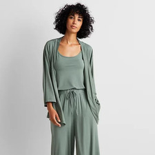 State of Day Women's 2-Piece. Fluid-Knit Pajama Top Set - Green - L