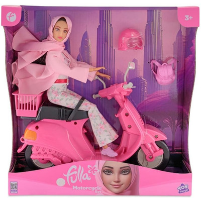 NEU UND VERPACKT Fulla Puppe rosa Roller Motorrad Helm Glas Spielzeug Dreieck Weihnachtsgeschenk