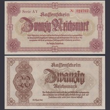 Sudetenland & Niederschlesien 20 Reichsmark DEU-262 Ro.186 P#187 Kassenschein [6