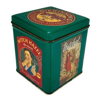 Apothecary Tin Dickinsons Witch Hazel 1990s Metal Green Vintage Style Small Box