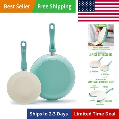 Non Stick Fry Pan Set 7'' & 10'', Non-Toxic PFAS-Free Ceramic Skillets, Dishwas...