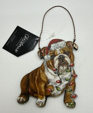 New Wooden English Bulldog Dog Christmas Ornament by Kathy