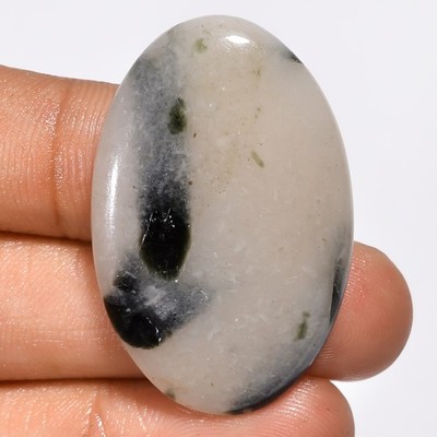 Natural Black Dot Tourmaline Oval Cabochon Gemstone 44.5 Ct 37X24X5mm A-10432