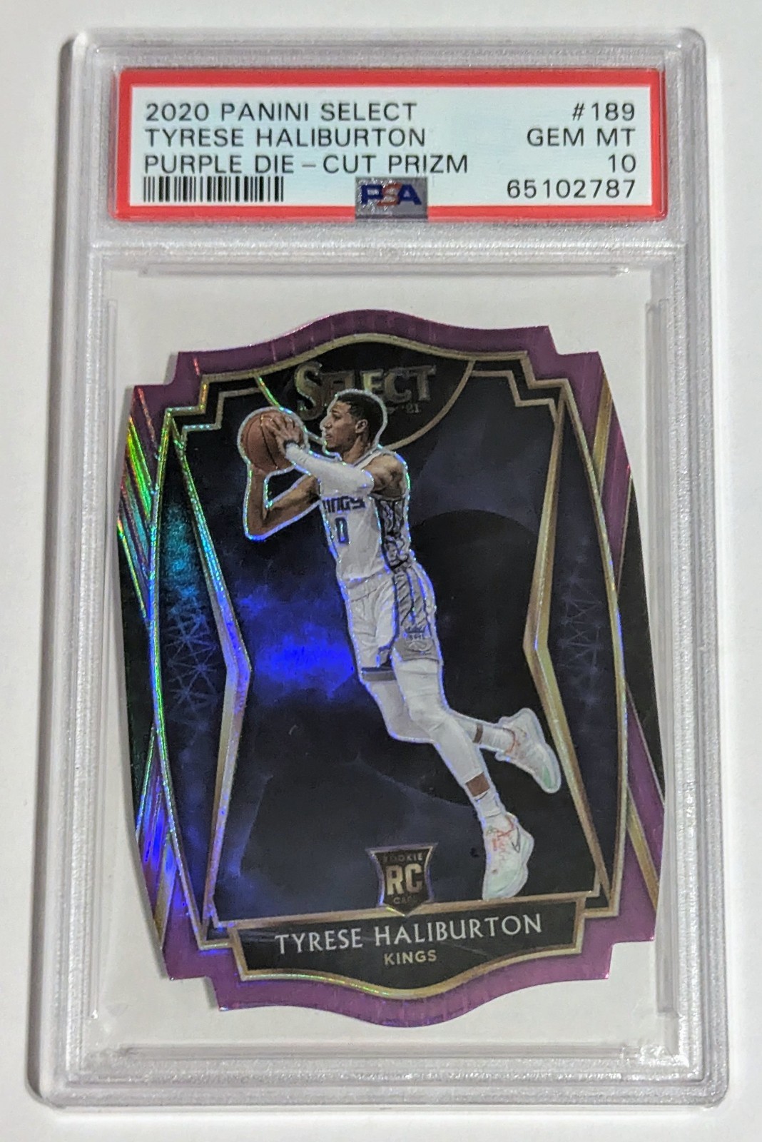 2020 Tyrese Haliburton Panini Select Purple Die Cut Prizm RC #189 PSA 10 79/99