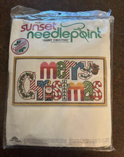 Sunset Designs rare Vintage Needlepoint unopened Merry Christmas Kit 6070