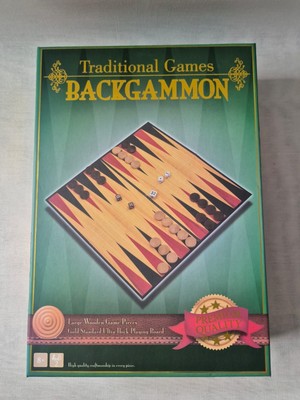 HTI Traditional Games Backgammon Set - große Holzteile - komplett & verpackt