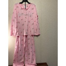 Secret Treasures Women's Pajama Sleep Set Medium Light Pink with Pink Roses