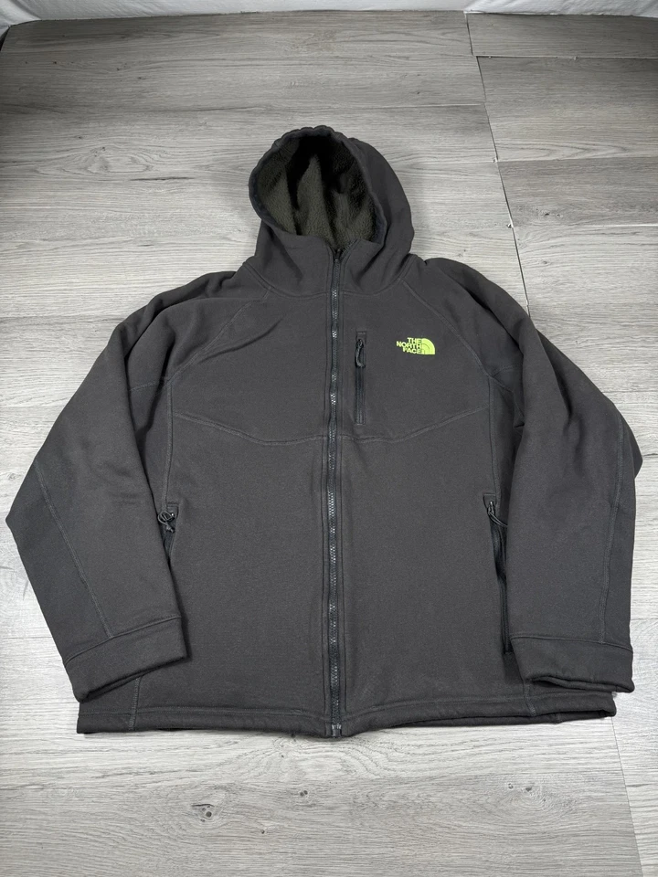 Chaqueta para hombre The North Face L gris Sherpa polar cremallera completa con capucha media cúpula Foto 3 de 4