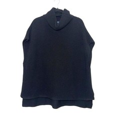 Polo Ralph Lauren Chunky Rolled Mock Neck Sweater Cape/Poncho - Black M