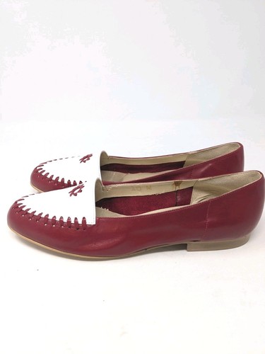 Steven Salario Shoes Handcrafted Navajo Leather Red White Flats Womens Size 10 M - Picture 5 of 11