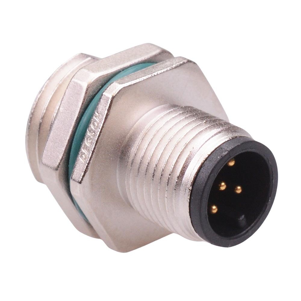 5 Way M12 Male Front Mounting Receptacle Circular Connector IP68 4A 60V
