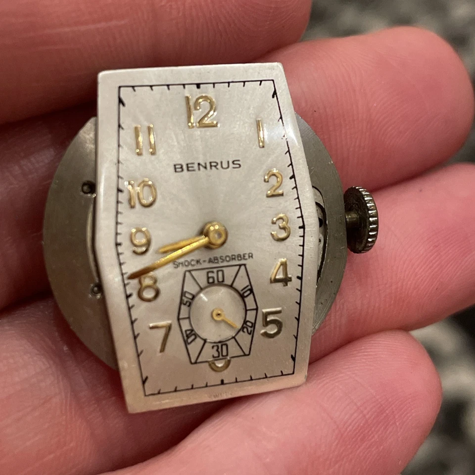 Mid Century Benrus Shock Absorber Model BB3 Gold Filled Step Bezel Tank Watch - Image 4 of 4