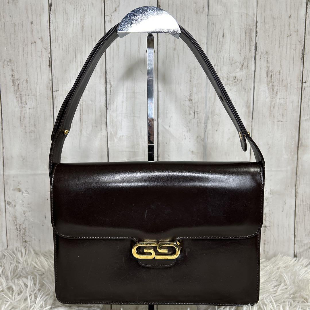 Vintage Gucci GG Logo Brown Leather Handbag - Preowned Luxury